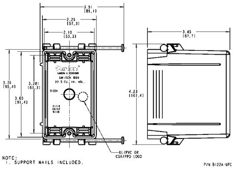 single gang outlet box dimensions